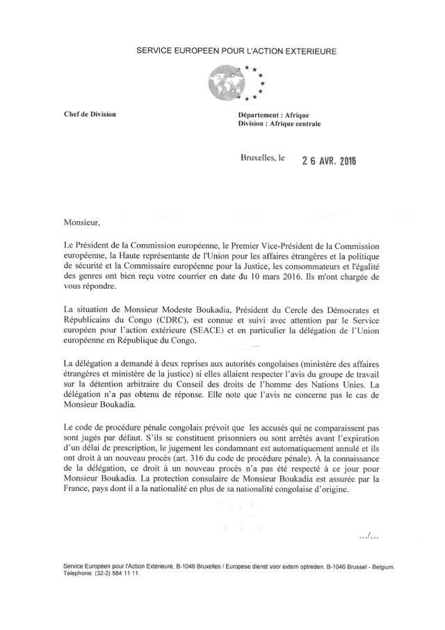 1, Mme Notarangelo a rappelé que l'emprisonnement des membres du CDRC est une violation aux droits de l'Homme.