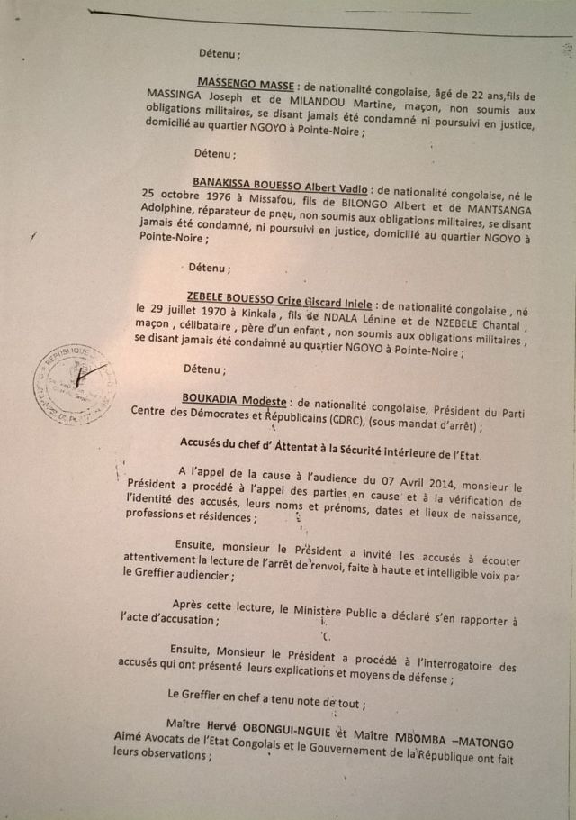 6. Arret 7 Avril 2014 - emprisonnement CDRC